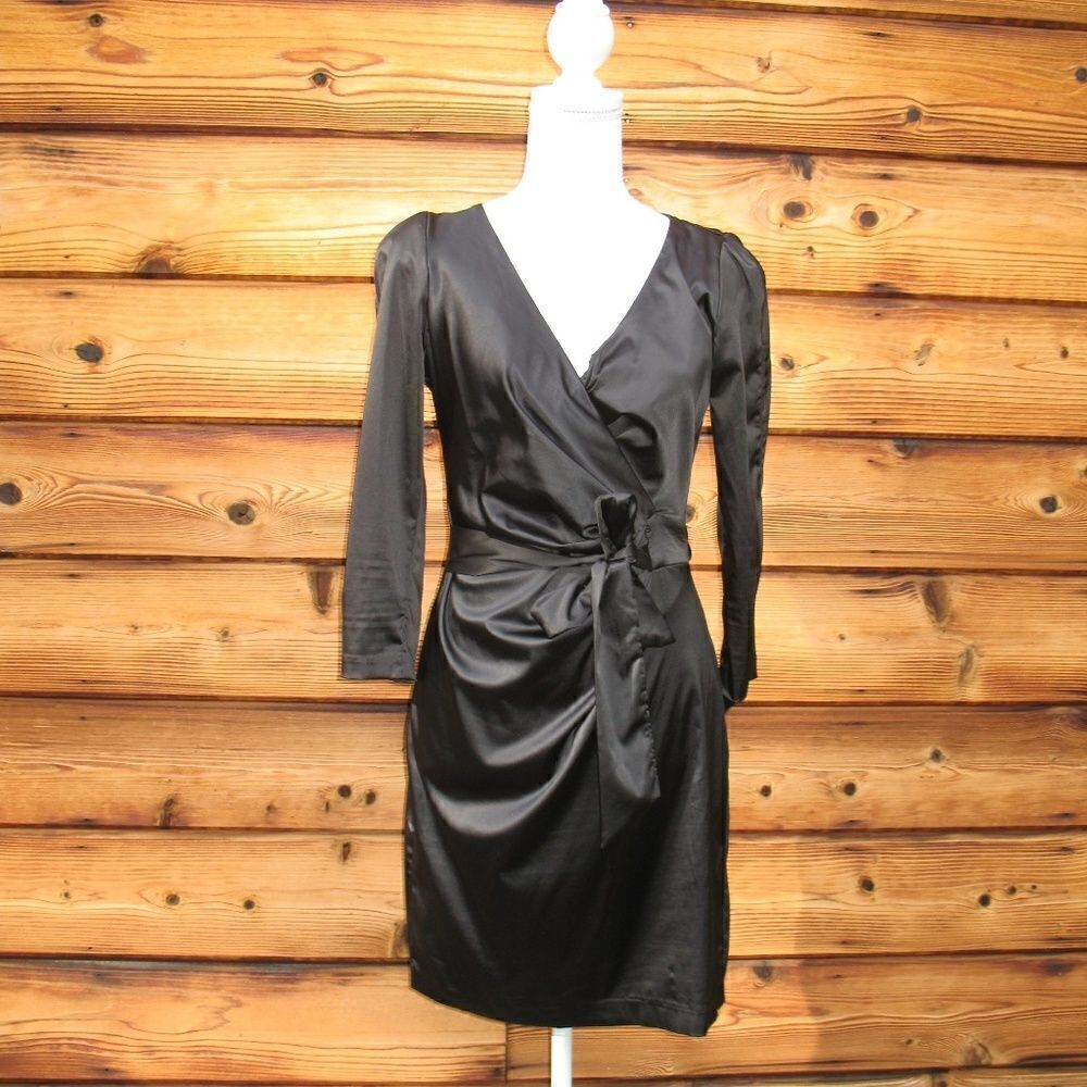 Black Faux Wrap Dress 
